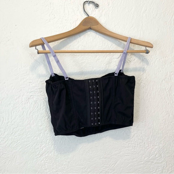 Urban Outfitters Ribbon Corset Top Black Purple Cropped Small S Fairy - Picture 7 of 9